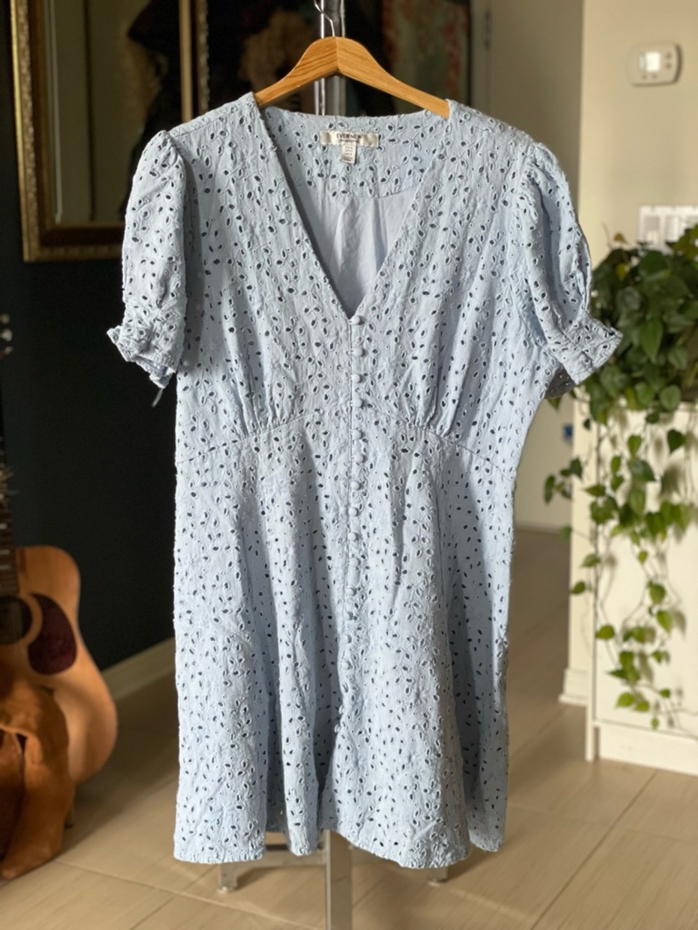 Ever New Melbourne Light Blue Eyelet V-Neck Mini Dress